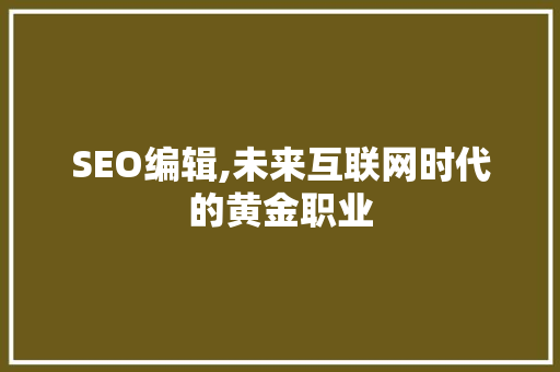 SEO编辑,未来互联网时代的黄金职业 网站建设公司
