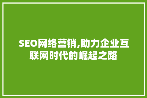 SEO网络营销,助力企业互联网时代的崛起之路