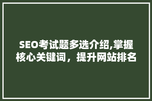 SEO考试题多选介绍,掌握核心关键词，提升网站排名 神马SEO