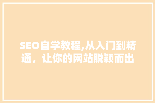 SEO自学教程,从入门到精通，让你的网站脱颖而出 网站建设公司