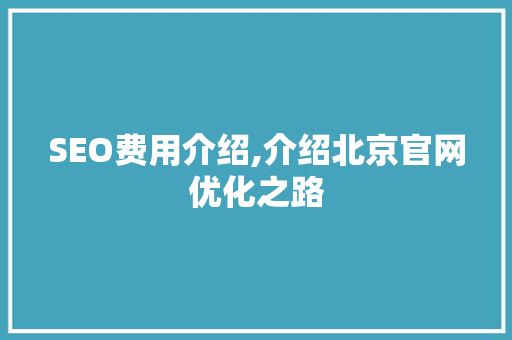 SEO费用介绍,介绍北京官网优化之路