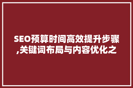 SEO预算时间高效提升步骤,关键词布局与内容优化之路
