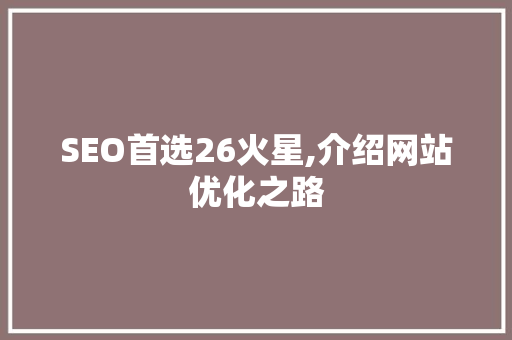 SEO首选26火星,介绍网站优化之路 网站建设公司