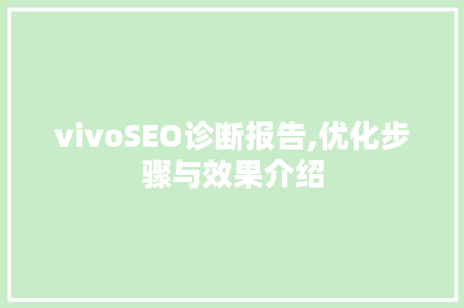 vivoSEO诊断报告,优化步骤与效果介绍 网站建设公司