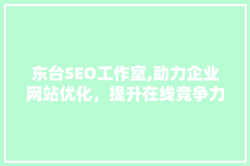 东台SEO工作室,助力企业网站优化，提升在线竞争力