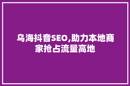 乌海抖音SEO,助力本地商家抢占流量高地 必应SEO
