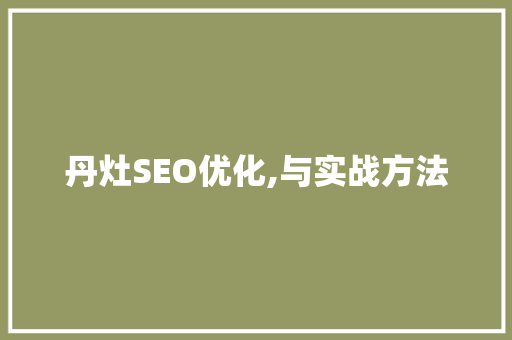丹灶SEO优化,与实战方法 必应SEO