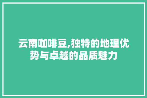 云南咖啡豆,独特的地理优势与卓越的品质魅力 SEO关键词