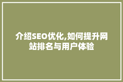 介绍SEO优化,如何提升网站排名与用户体验 百度SEO