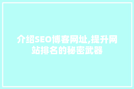 介绍SEO博客网址,提升网站排名的秘密武器