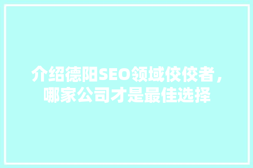 介绍德阳SEO领域佼佼者，哪家公司才是最佳选择 必应SEO
