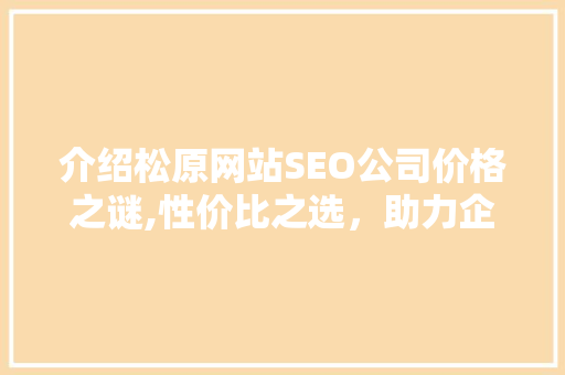 介绍松原网站SEO公司价格之谜,性价比之选，助力企业腾飞 SEO关键词
