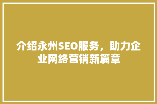 介绍永州SEO服务，助力企业网络营销新篇章 SEO关键词