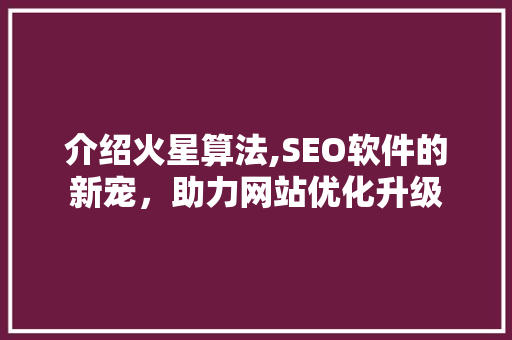 介绍火星算法,SEO软件的新宠，助力网站优化升级 百度SEO