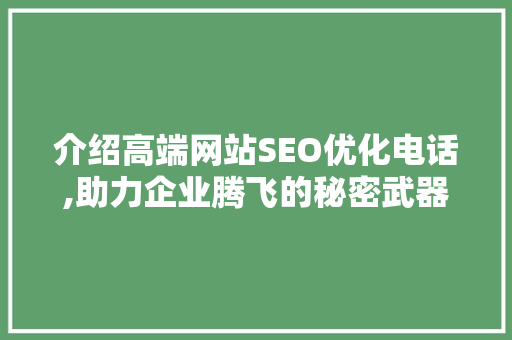 介绍高端网站SEO优化电话,助力企业腾飞的秘密武器 百度SEO