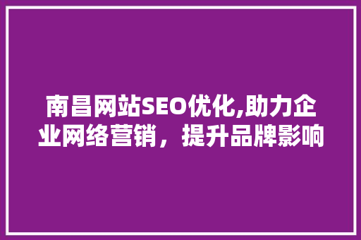 南昌网站SEO优化,助力企业网络营销，提升品牌影响力 搜狗SEO