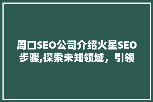 周口SEO公司介绍火星SEO步骤,探索未知领域，引领行业风向标 百度SEO