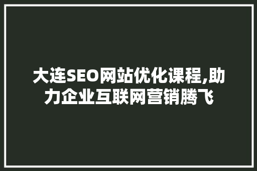 大连SEO网站优化课程,助力企业互联网营销腾飞 SEO关键词