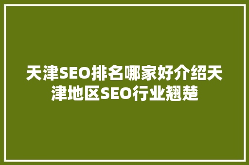 天津SEO排名哪家好介绍天津地区SEO行业翘楚 百度SEO
