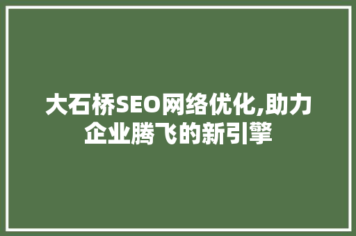 大石桥SEO网络优化,助力企业腾飞的新引擎