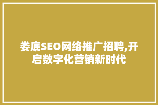 娄底SEO网络推广招聘,开启数字化营销新时代 SEO关键词