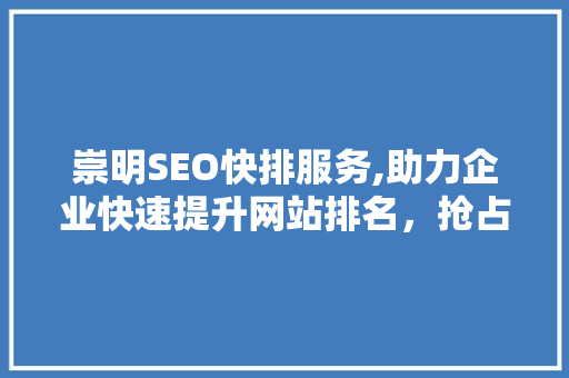 崇明SEO快排服务,助力企业快速提升网站排名，抢占互联网市场先机 SEO关键词