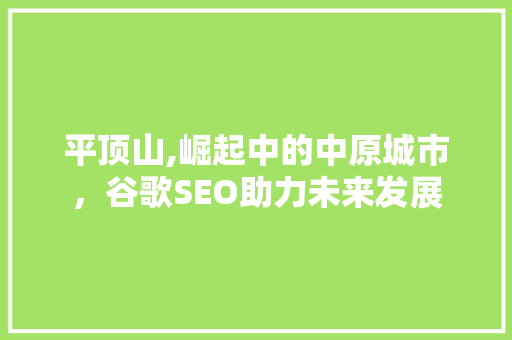 平顶山,崛起中的中原城市，谷歌SEO助力未来发展 百度SEO