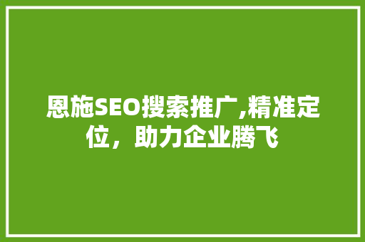 恩施SEO搜索推广,精准定位，助力企业腾飞 神马SEO