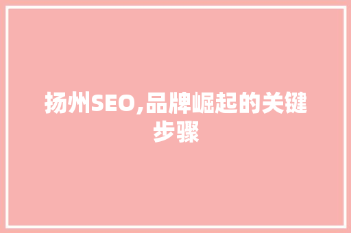 扬州SEO,品牌崛起的关键步骤 百度SEO
