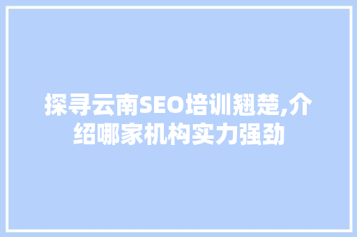 探寻云南SEO培训翘楚,介绍哪家机构实力强劲 网站建设公司