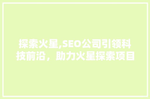 探索火星,SEO公司引领科技前沿，助力火星探索项目 百度SEO
