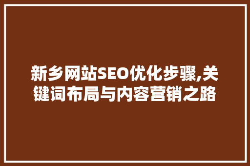 新乡网站SEO优化步骤,关键词布局与内容营销之路 网站建设公司