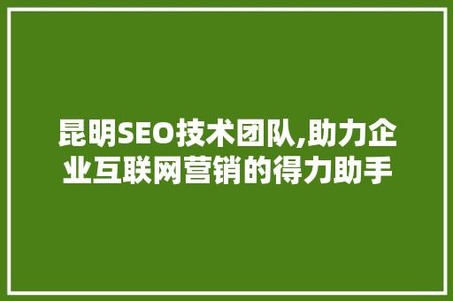 昆明SEO技术团队,助力企业互联网营销的得力助手 搜狗SEO