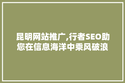 昆明网站推广,行者SEO助您在信息海洋中乘风破浪 必应SEO
