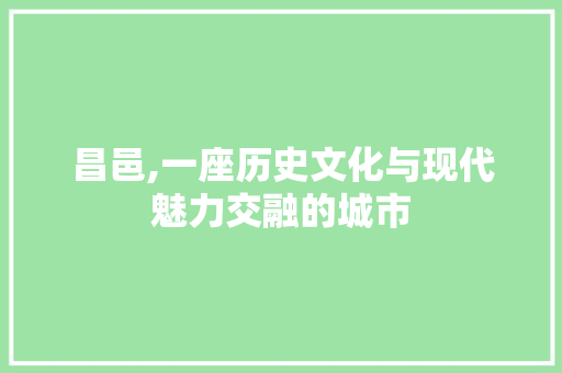 昌邑,一座历史文化与现代魅力交融的城市 网站建设公司