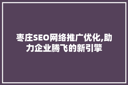 枣庄SEO网络推广优化,助力企业腾飞的新引擎 必应SEO