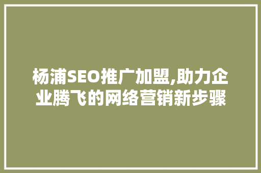 杨浦SEO推广加盟,助力企业腾飞的网络营销新步骤 百度SEO