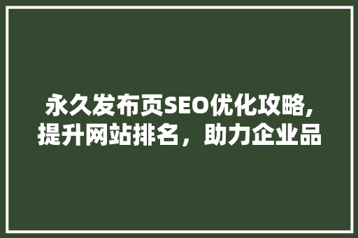 永久发布页SEO优化攻略,提升网站排名，助力企业品牌建设 必应SEO