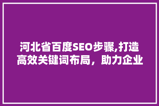 河北省百度SEO步骤,打造高效关键词布局，助力企业腾飞