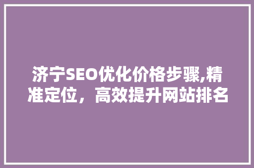济宁SEO优化价格步骤,精准定位，高效提升网站排名 必应SEO