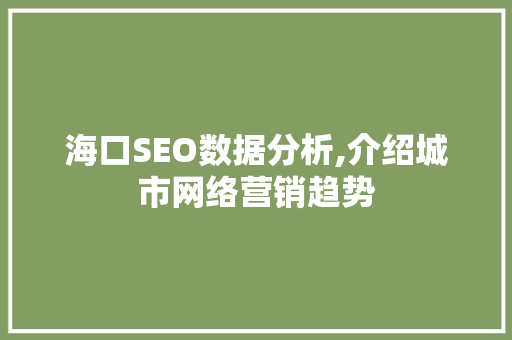 海口SEO数据分析,介绍城市网络营销趋势