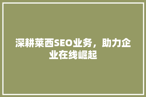 深耕莱西SEO业务，助力企业在线崛起 必应SEO