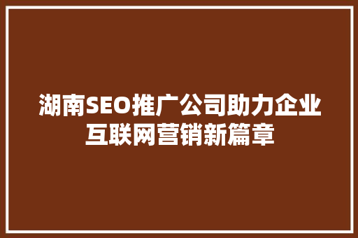 湖南SEO推广公司助力企业互联网营销新篇章 搜狗SEO