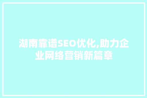 湖南靠谱SEO优化,助力企业网络营销新篇章 SEO关键词