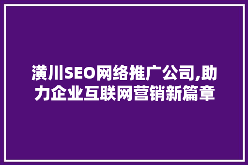 潢川SEO网络推广公司,助力企业互联网营销新篇章 必应SEO