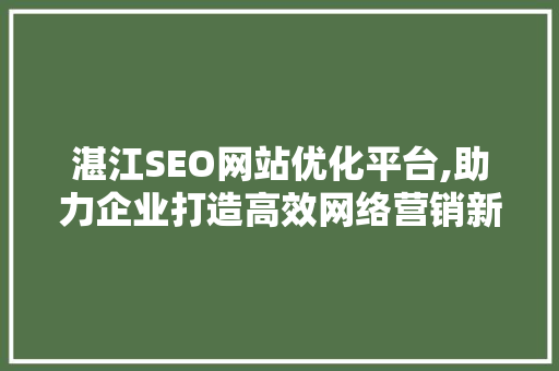 湛江SEO网站优化平台,助力企业打造高效网络营销新格局 必应SEO