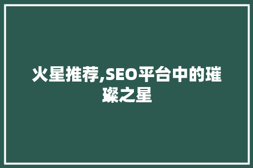 火星推荐,SEO平台中的璀璨之星 必应SEO