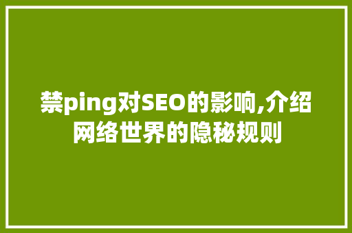 禁ping对SEO的影响,介绍网络世界的隐秘规则