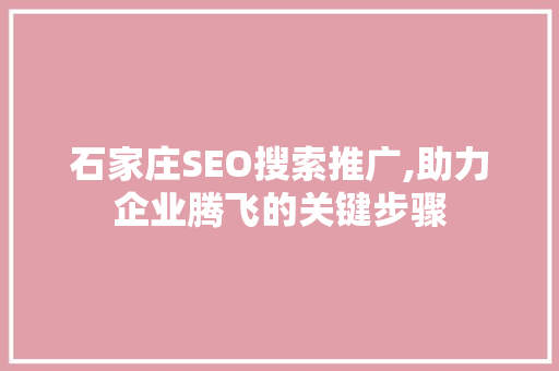 石家庄SEO搜索推广,助力企业腾飞的关键步骤 网站建设公司