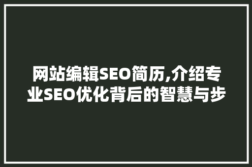网站编辑SEO简历,介绍专业SEO优化背后的智慧与步骤 SEO关键词